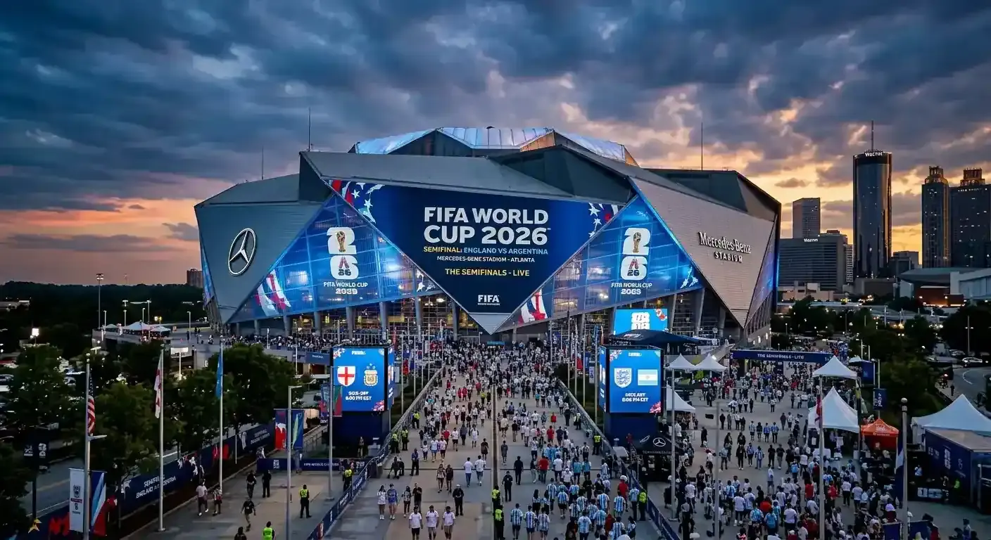 Mercedes-Benz Stadium v Atlante – dejisko semifinále Anglicko – Argentína