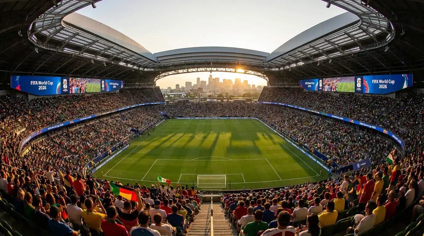 Panoramaticky pohľad na zaplnený štadión pred zápasom majstrovstiev sveta 2026